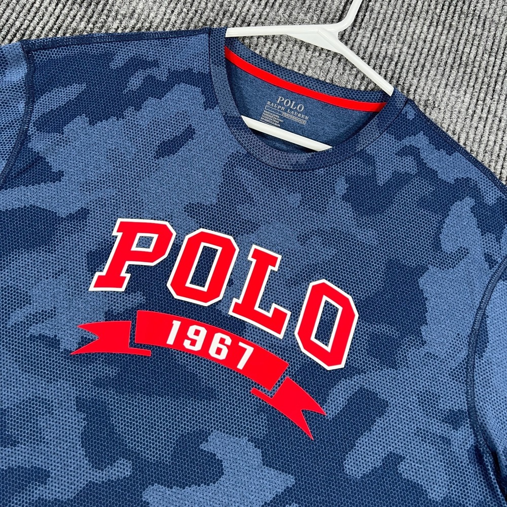 Polo Ralph Lauren Performance Shirt Mens Large Blue Camo Short Sleeve Crew
